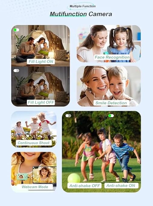 Digital Camera with 16X Power Zoom, Beauty Filter, Anti-Shake with 32GB Card, 2 Batteries, Point and Shoot Light Weight and Portable Camera for Children, Students, and Teens (Black)