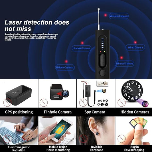 Wireless signal & hidden camera detector Hidden Camera Detector, Anti-Spy Detector, Hidden Device GPS Detector, Camera Detector, Bug Detector, Privacy Protector, Signal Scanner for Hotels Office Home Travel, 5 Levels Sensitivity