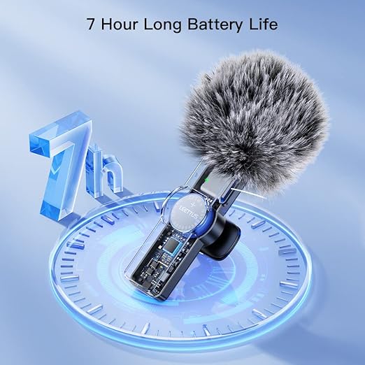 Leettus 2pcs Lavalier Wireless Microphone for iPhone iPad, Wireless Microphone for Video Recording, Game Live Streaming, Interviews, YouTube,